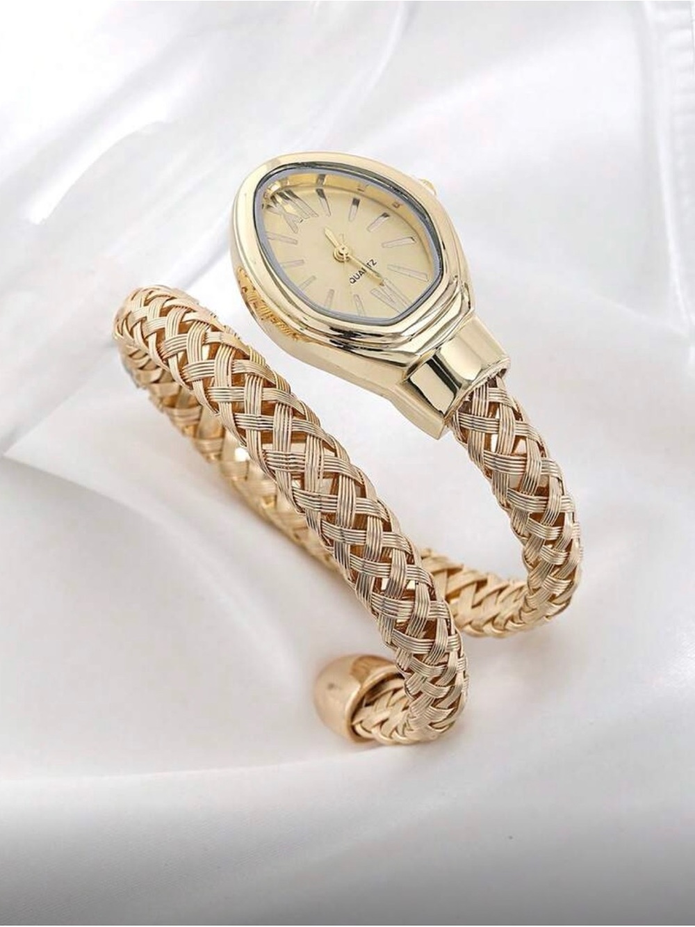 Gold Braided Wrap Women's Quartz Watch